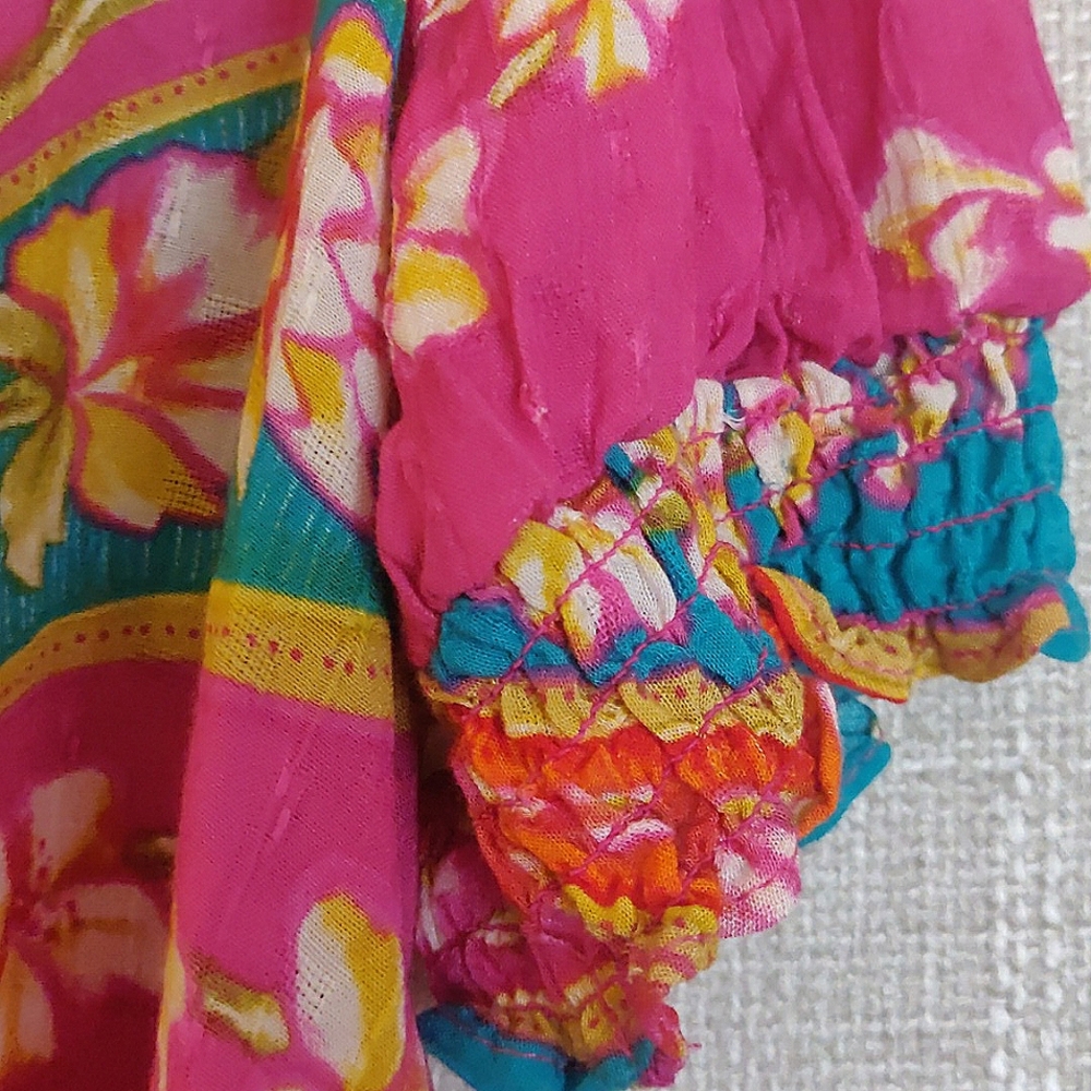 Haute Hippie Bohemian V Neck Multicolored Top. Size XL. - Picture 4 of 10